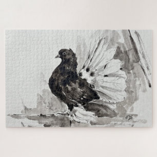 Puzzle Pigeon à queue indienne Eyeliner Poule