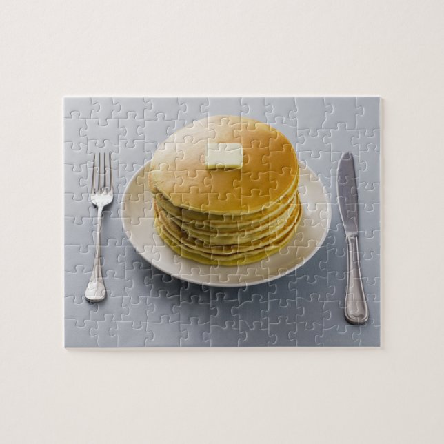Puzzle Pile de crêpes au beurre sur une assiette (Horizontal)