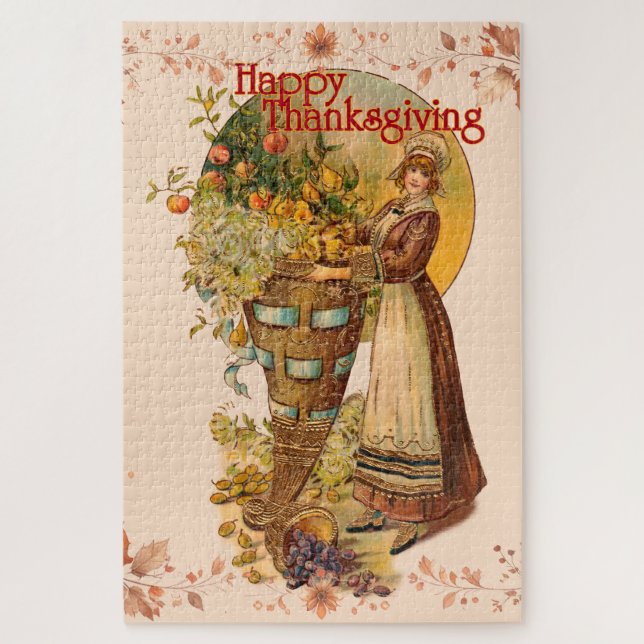 Puzzle Pilgrim Girl Thanksgiving (Vertical)