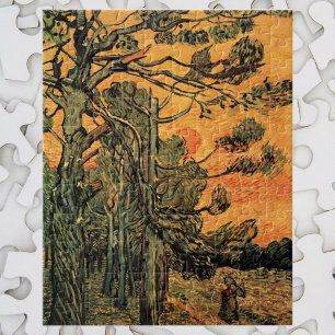 Puzzle Pine Trees Red Sky Setting Soleil par Vincent van 