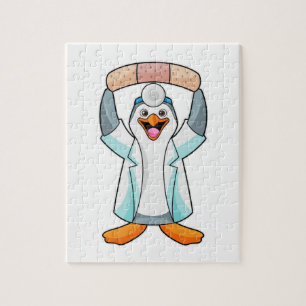 Puzzle Pingouin comme docteur avec plâtre