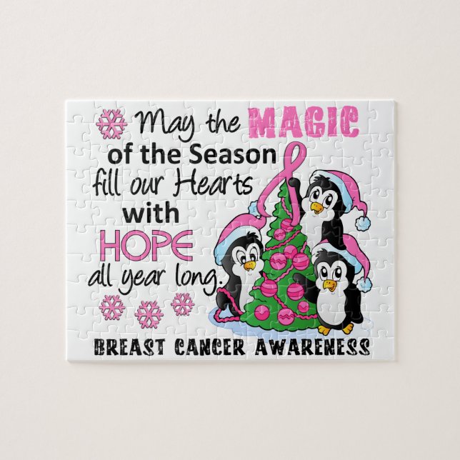 Puzzle Pingouins de Noël Cancer du sein (Horizontal)