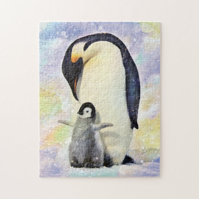 Puzzle Pingouins empereurs avec poussin (Vertical)