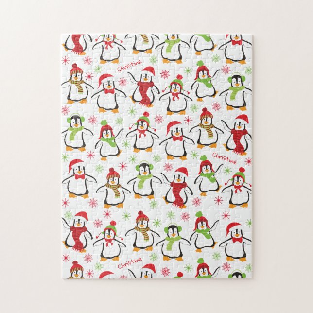 Puzzle Pingouins rouges et verts (Vertical)