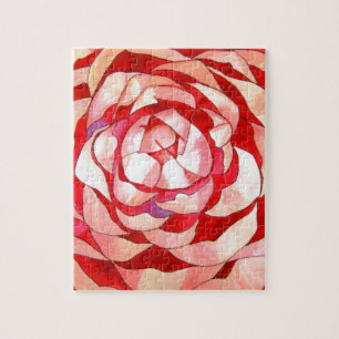 Puzzle Pink Camellia abstract art painting original