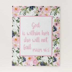 Puzzle Pink Floral blanc Bible chrétienne Verse Dieu dans