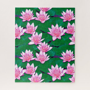 Puzzle Pink Water Lilies on a Pond