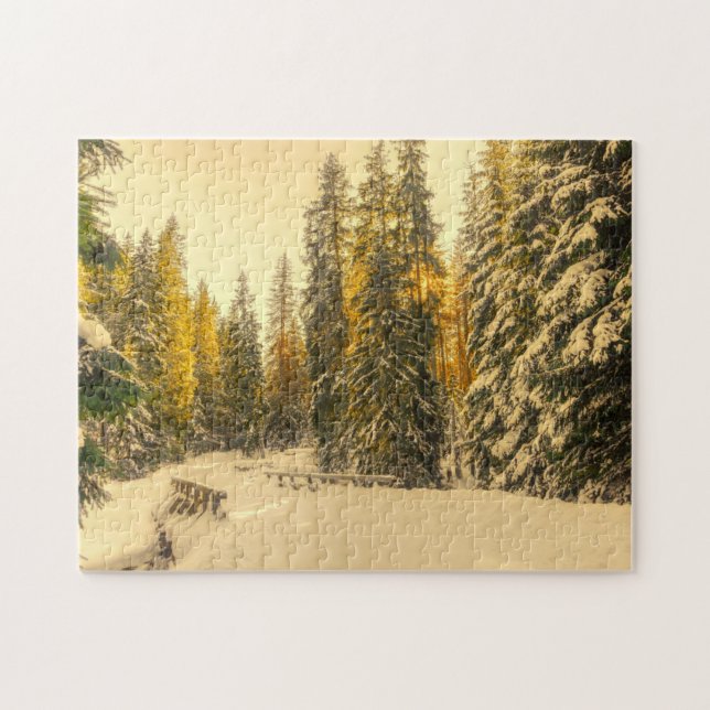 Puzzle Pins couverts de neige Forêt Nature Photo (Horizontal)