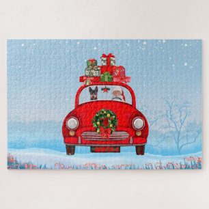 Puzzle Pinscher Nain Chien Dans Voiture Avec Père Noël