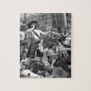 Puzzle Pirates d'époque se battant et buvant sur le navir