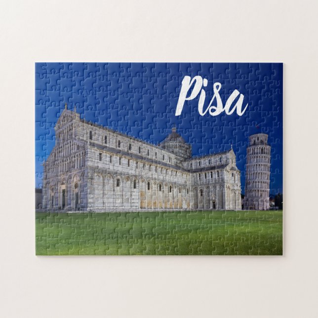 Puzzle Pise Tour penchée Panorama de nuit Italie Cadeau (Horizontal)