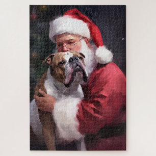 Puzzle Pitbull avec le Père Noël Fête de Noël