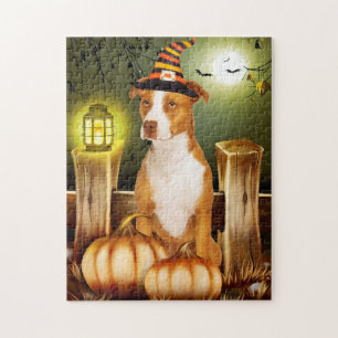 Puzzle Pitbull Chien avec Casquette sorcier