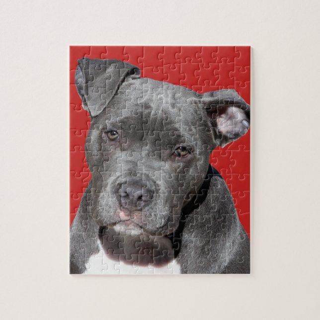 Puzzle Pitbull noir Editable (Vertical)