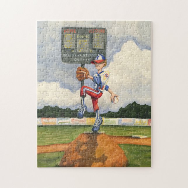 Puzzle Pitcher de baseball sur Mound par Jay Throckmorton (Vertical)
