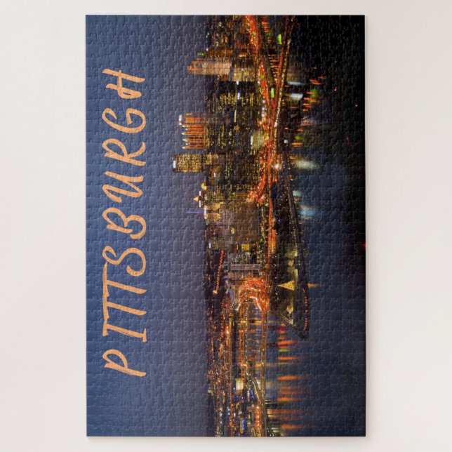 Puzzle Pittsburgh, Pennsylvanie, Downtown Night Time Rive (Vertical)