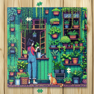 Puzzle Pixel Art Plantes et chats personnalisés