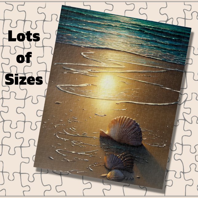 Puzzle Plage au coucher du soleil avec des coquillages (Créateur téléchargé)