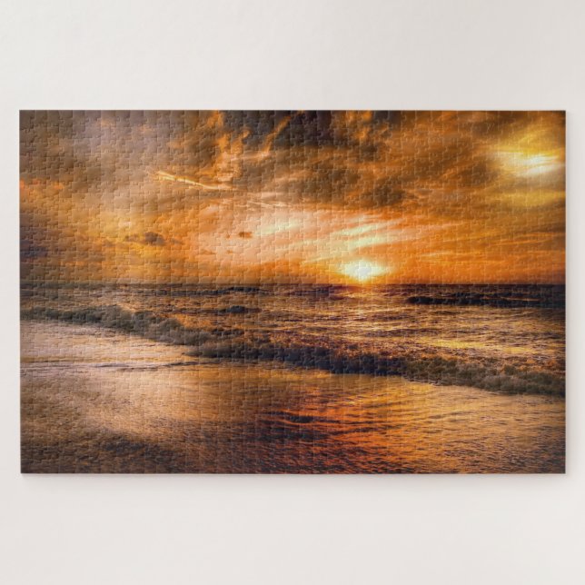 Puzzle Plage de coucher de soleil magnifique Vagues océan (Horizontal)