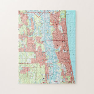 Puzzle Plage de Jacksonville et carte atlantique de la
