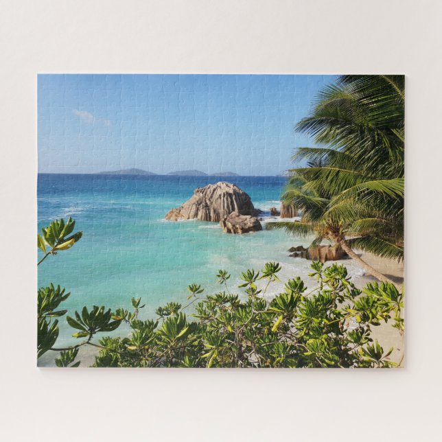 Puzzle Plage de l'île tropicale Rochers Palmiers (Horizontal)