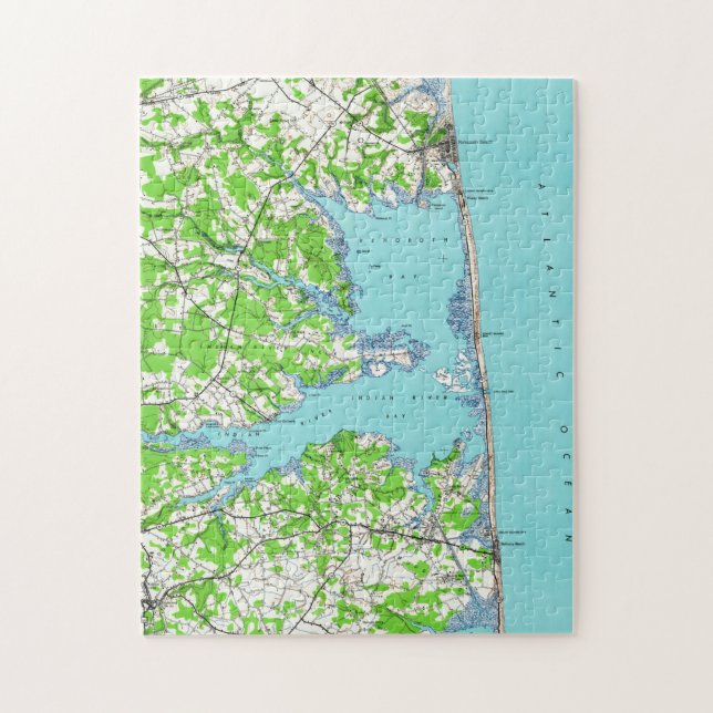 Puzzle Plage de Rehoboth et plage Delaware Map (1938) de (Vertical)