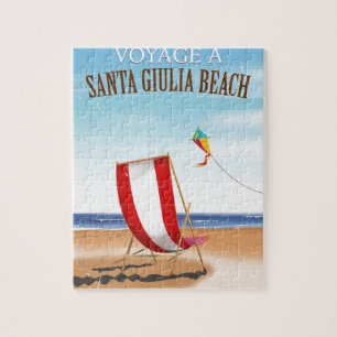 Puzzle Plage de Santa Giulia Affiche de voyage française