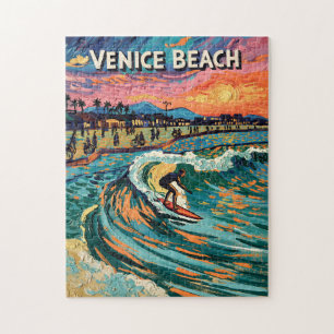 Puzzle Plage de Venise Surf Californie Couleurs Vives Vin