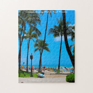 Puzzle Plage de Waikiki Hawaï Honolulu. Vœux de Noël