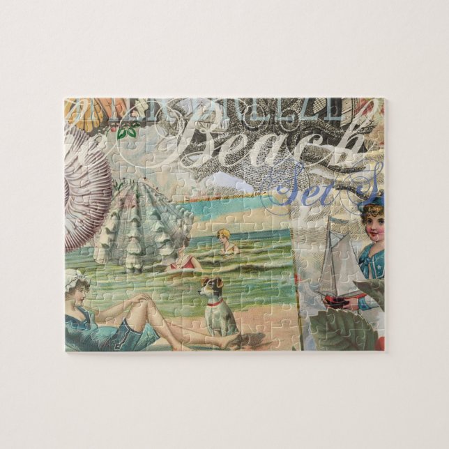 Puzzle plage d'été poulpe vintage antique voile (Horizontal)