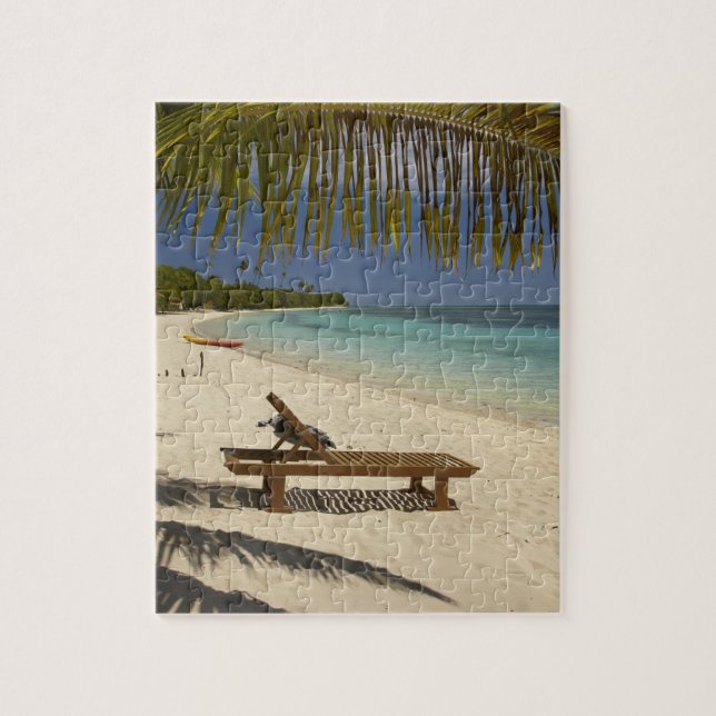 Puzzle Plage, palmiers et transats (Vertical)