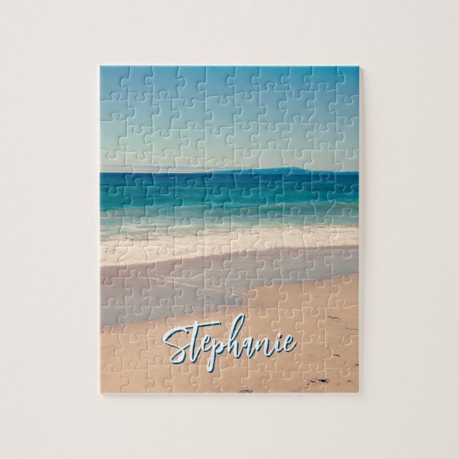 Puzzle Plage personnalisée Photo Océan Bleu Pittoresque (Vertical)