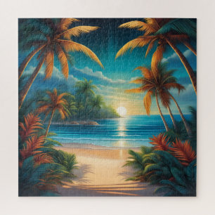 Puzzle Plage tropicale avec palmiers