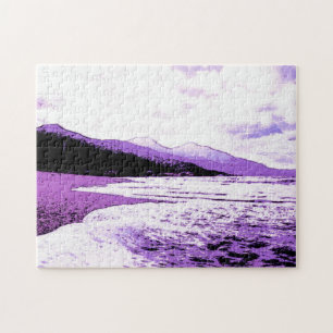 Puzzle Plage Twilight en violet et violet