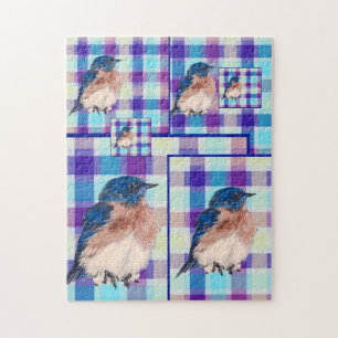 Puzzle Plaid Bluebird