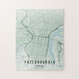 Puzzle Plan de la ville de Philadelphie aux États-Unis, d