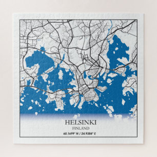 Puzzle Plan de la ville d'Helsinki Finlande Coordonnées V