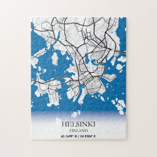 Puzzle Plan de la ville d'Helsinki Finlande Coordonnées V