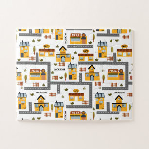 Puzzle Plan de la ville Motif pour enfants Jaune et gris
