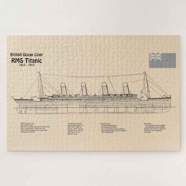 Puzzle Plan directeur du navire Titanic RMS SD (Horizontal)