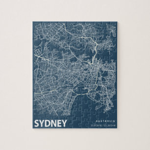 Puzzle Plan minimaliste de la ville de Sydney Australie L