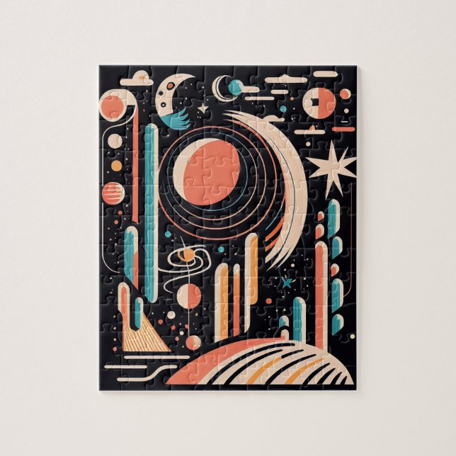 Puzzle planète spatiale géométrique Abstraite. cosmos vin (Vertical)