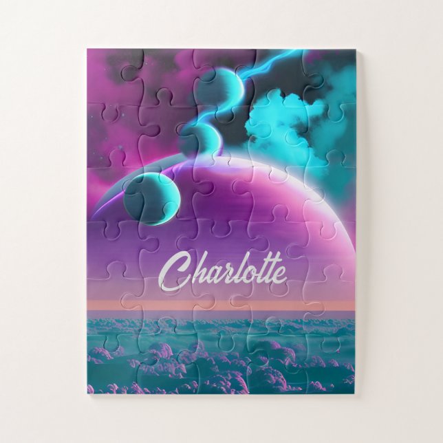 Puzzle Planètes cosmiques en Violet Mystère Magique Unive (Vertical)