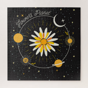 Puzzle Planètes Sun Moon : Art Floral Graphique