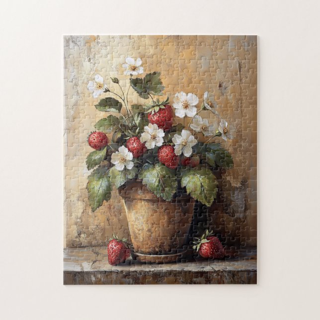 Puzzle Plante de fraise rustique à vie morte dans un pot (Vertical)