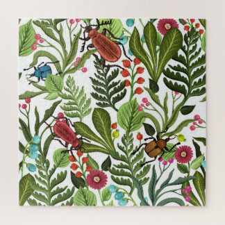 Puzzle Plantes décoratifs et insectes : Design sans coutu