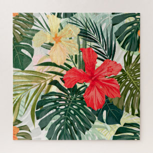 Puzzle Plantes tropicaux hawaïens, fleurs colorées.