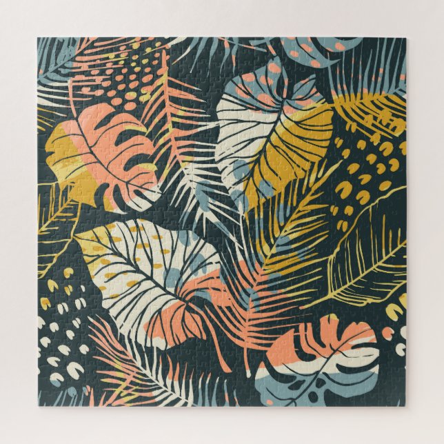 Puzzle Plantes tropicaux : motif artistique abstrait. (Vertical)