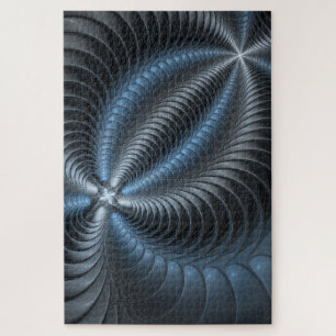 Puzzle Plastique bleu gris 3D Fractal Art moderne Abstrai
