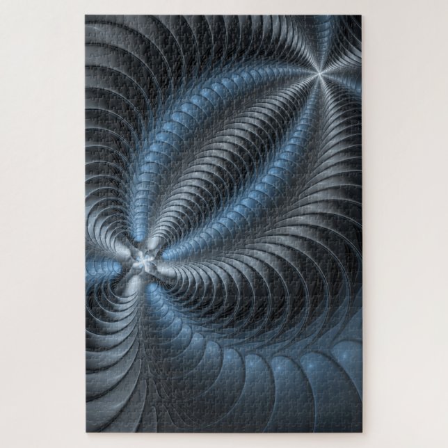 Puzzle Plastique bleu gris 3D Fractal Art moderne Abstrai (Vertical)